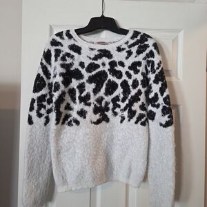 Cozy Black and White Animal Print Sweater